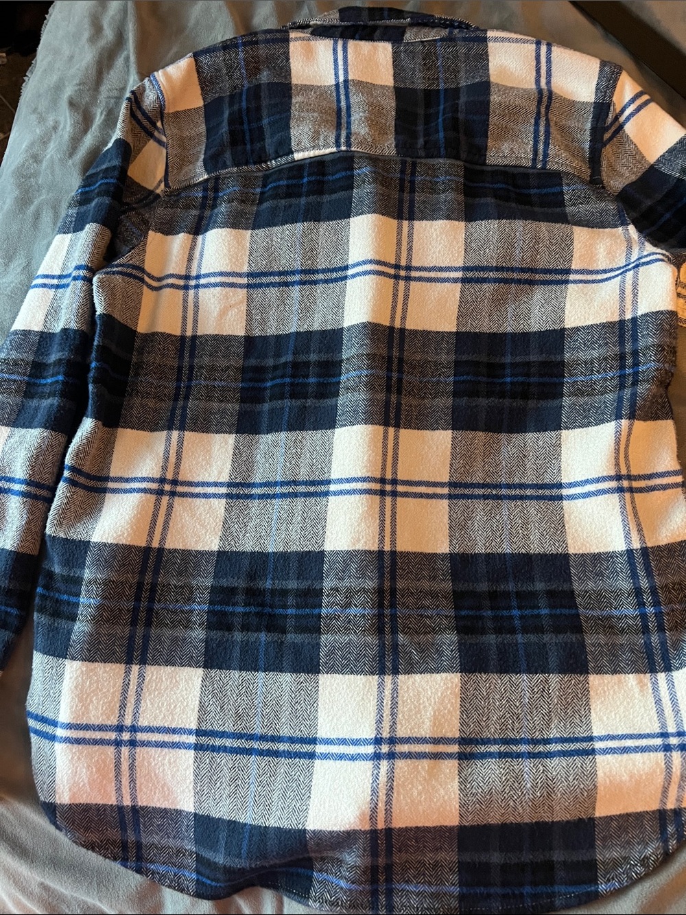 American Eagle Outfitters Navy, White & Gray Plaid Button-Down Shirt - Picture 10 of 10